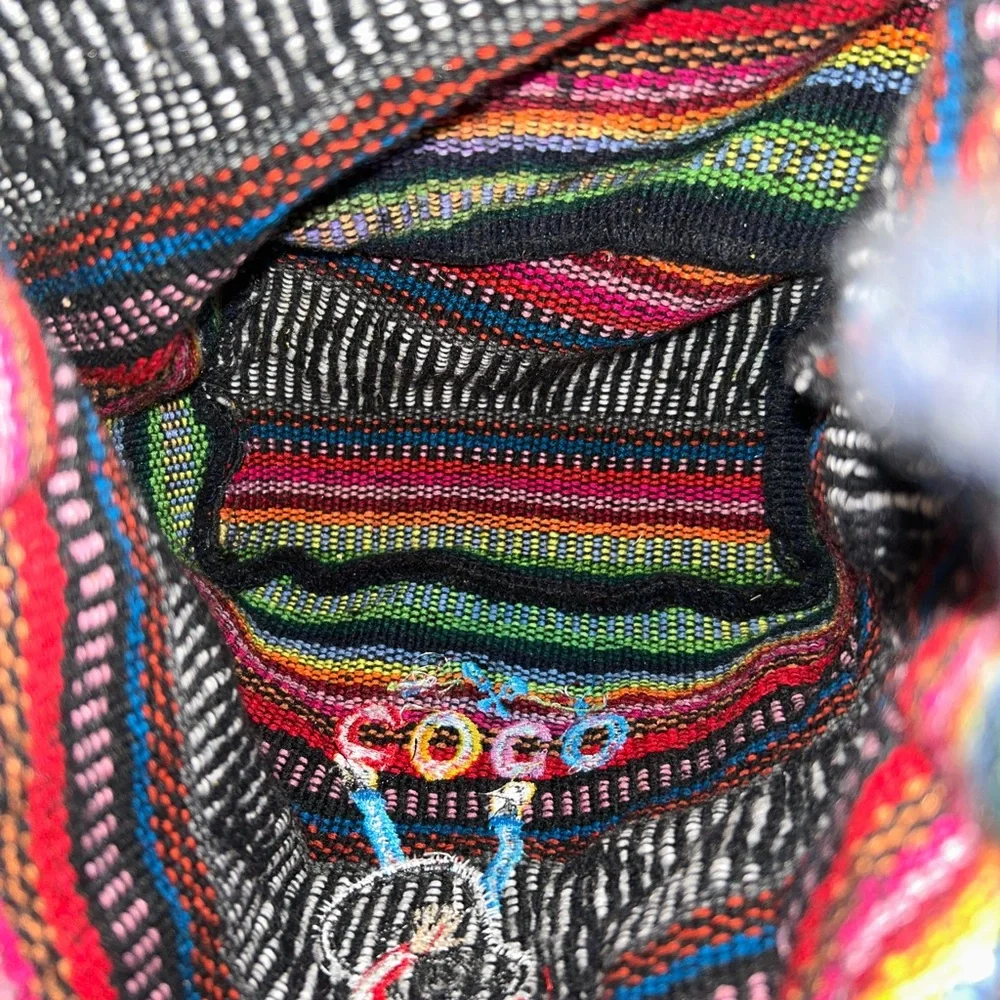 Disney Pixar Coco With Guitar Embroidered Backpack Purse Rainbow Colors